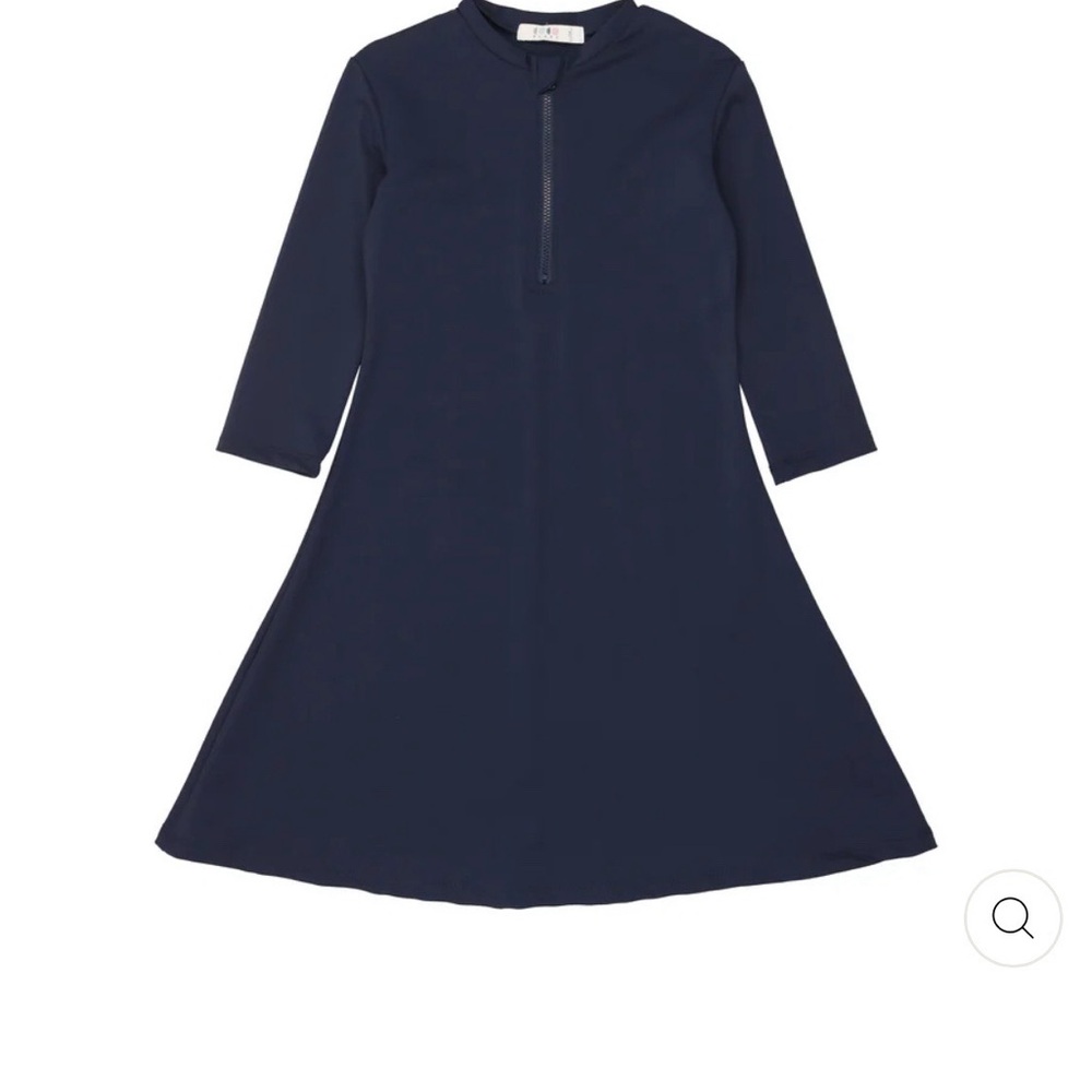 Kids Navy Long Sleeve Swim Dress